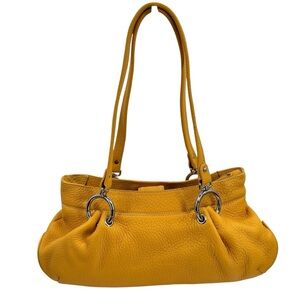 Maxx New York Yellow Pebbled Leather East West Shoulder Bag
